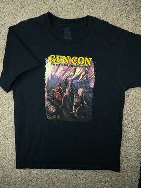 Gen Con 2015 Gaming Graphic Tee Adult Size Large Blue Short Sleeve Cotton